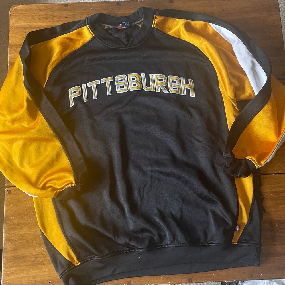 RARE Vintage 90s ZEN KOREA Oversized SWEATSHIRT Black Yellow PITTSBURGH Size XL
